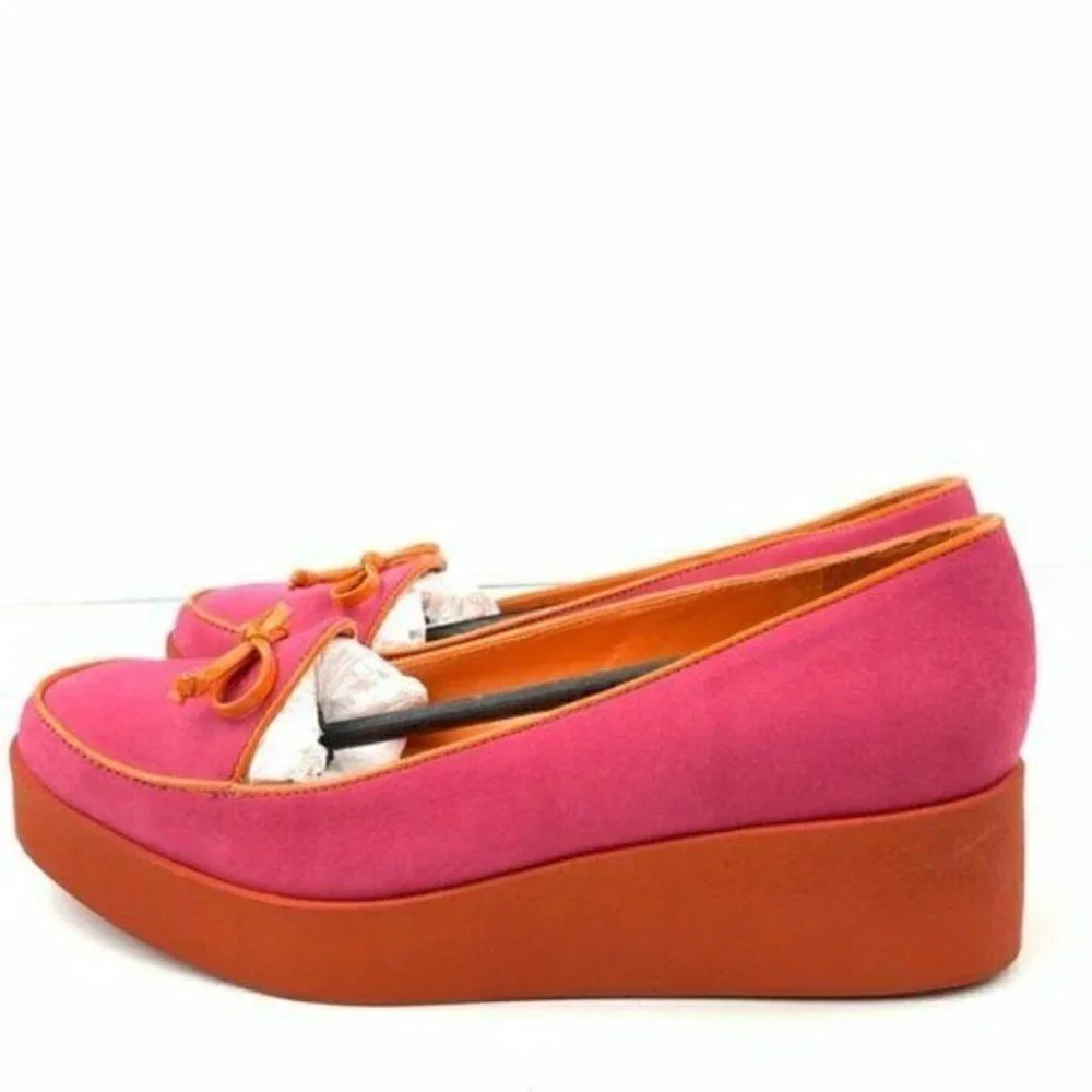 Bernardo Antwerp Platform size 7.5 neon pink suede